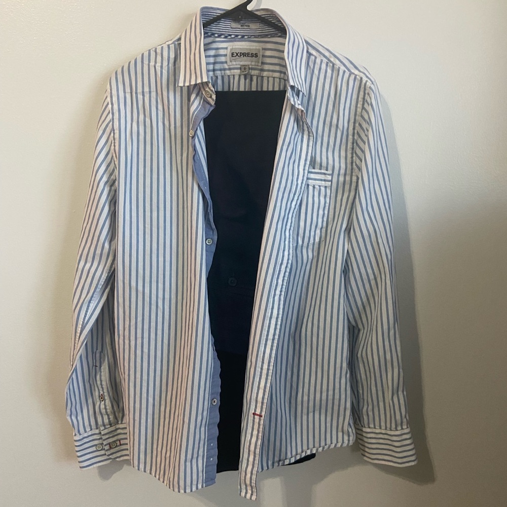 Express Outfit-Navy Producer Pants(34/32) & Fitted Button Down Shirt (M)